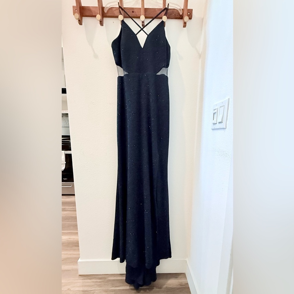 Navy Sparkly Dress with Side Cutouts Size 9